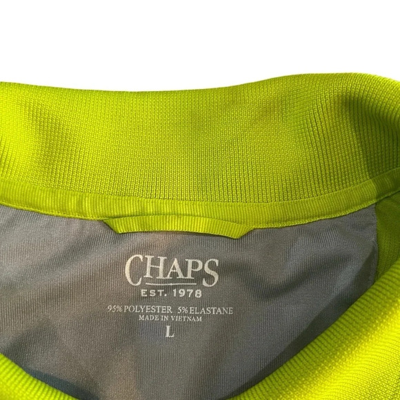 Men's Chaps Bright Lime Green Quarter Zip Polo Size Large‎ - Picture 2 of 3